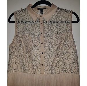 Beautiful Nude and lace chiffon dress Size Large